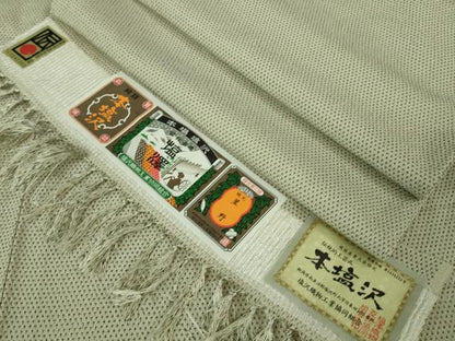 平和屋着物■極上　本塩沢　単衣　蚊絣　星野謹製　証紙付き　逸品　DZAA6897kh5