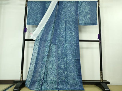 平和屋本店＊極上 夏物 本蝋纈染 吉川三郎作 夏お召 丹後本麻 白友織物謹製 証紙付き 逸品 DZAA6899kh5