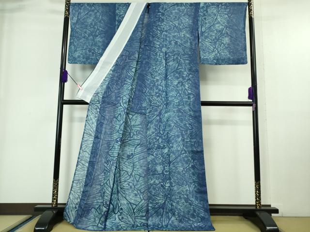 平和屋本店＊極上 夏物 本蝋纈染 吉川三郎作 夏お召 丹後本麻 白友織物謹製 証紙付き 逸品 DZAA6899kh5