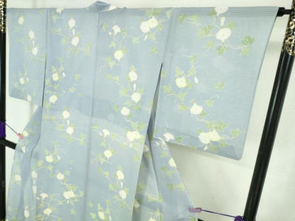 平和屋着物＊極上 夏物 小紋 朝顔 逸品 DZAA6916kh5