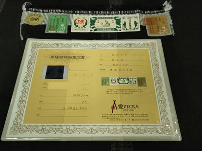 平和屋本店■極上　本場結城紬　重要無形文化財　100亀甲　蝋色地　井上商事謹製　鑑定証・証紙付き　逸品　DZAA6920kh5