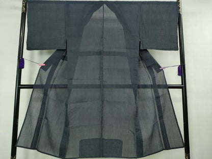 平和屋着物＊極上 夏物 男性 本場小千谷ちぢみ 色無地 濃藍色 麻 逸品 DZAA6928kh5