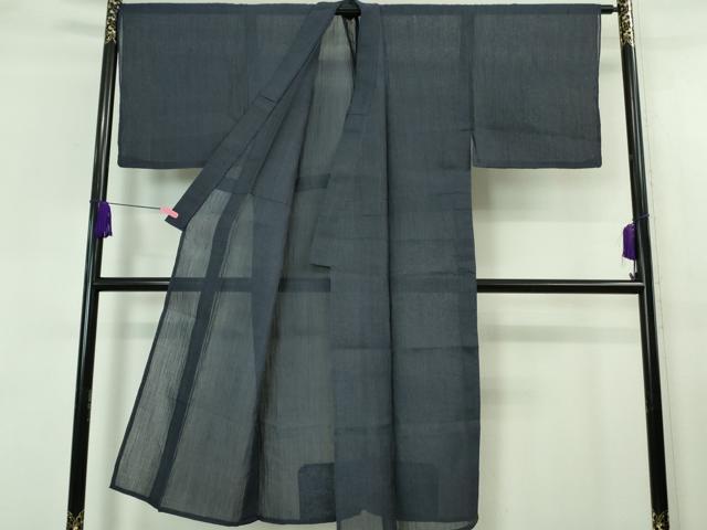 平和屋着物＊極上 夏物 男性 本場小千谷ちぢみ 色無地 濃藍色 麻 逸品 DZAA6928kh5