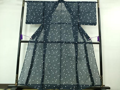 平和屋着物■極上　夏物　江戸小紋　浴衣兼用　絹紅梅　丸文　反端付き　逸品　DZAA6929kh5
