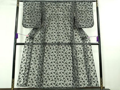 平和屋着物＊極上 夏物 小紋 レース 花間道 黒地 逸品 DZAA6930kh5