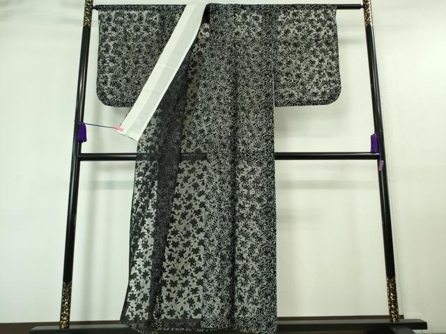 平和屋着物＊極上 夏物 小紋 レース 花間道 黒地 逸品 DZAA6930kh5