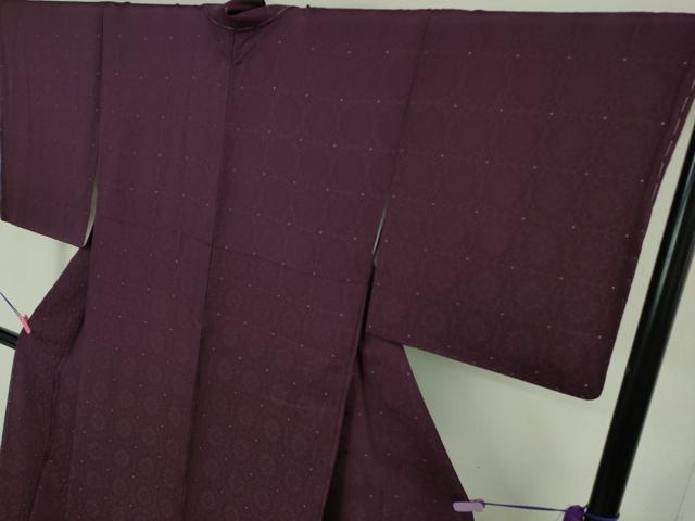 平和屋着物●極上 水蝋染技法 画家 津田瑞穂 お召 花繋ぎ地紋 紫紺色地 銀糸 逸品 未使用 DZAA6937kh5