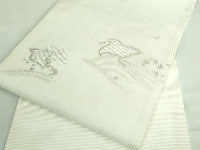平和屋着物■極上　夏物　九寸名古屋帯　立波に千鳥　蒸栗色地　銀糸　逸品　DZAA6960kh5