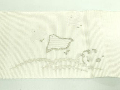 平和屋着物■極上　夏物　九寸名古屋帯　立波に千鳥　蒸栗色地　銀糸　逸品　DZAA6960kh5