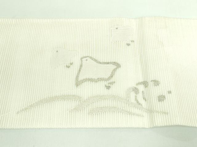 平和屋着物■極上　夏物　九寸名古屋帯　立波に千鳥　蒸栗色地　銀糸　逸品　DZAA6960kh5