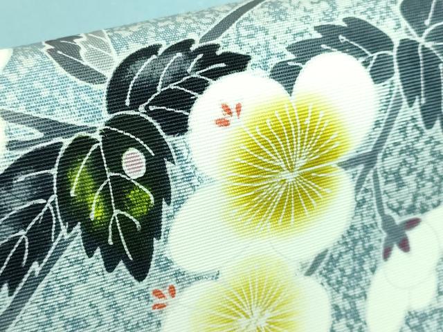 平和屋着物●極上 人間国宝・羽田登喜男 塩瀬 九寸名古屋帯 梅花空木 水色地 証紙・色紙付き 逸品 DZAA6965kh5
