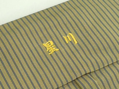 平和屋本店●極上　男性　人間国宝　甲田綏郎　精好仙台平　馬乗り袴　縞　国防色×黒緑色　証紙付き　逸品　DZAA7044kh6