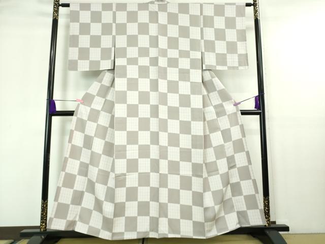 平和屋着物▽極上 小紋 単衣 市松文様 鈴乃屋扱い 逸品 未使用 DZAA7055kh5