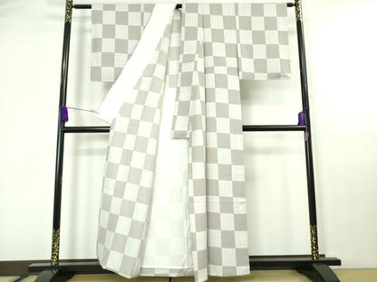 平和屋着物▽極上 小紋 単衣 市松文様 鈴乃屋扱い 逸品 未使用 DZAA7055kh5