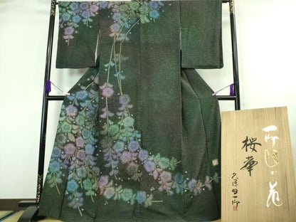 平和屋本店■最高級　初代　久保田一竹　幻の辻が花　訪問着　辻が花96個　桜華　暈し染め　共箱・たとう紙付き　逸品　DZAA7068kh5