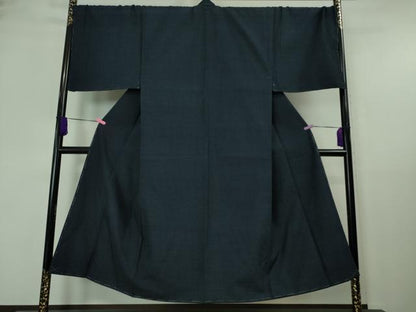 平和屋着物■極上　男性 結城紬 アンサンブル 長襦袢(袷)3点セット　キングサイズ　100亀甲　総詰め　濃藍色地　逸品　未使用　DZAA7069kh5