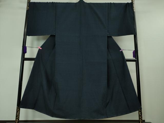 平和屋着物■極上　男性 結城紬 アンサンブル 長襦袢(袷)3点セット　キングサイズ　100亀甲　総詰め　濃藍色地　逸品　未使用　DZAA7069kh5
