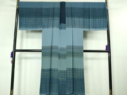 平和屋着物■極上　男性 結城紬 アンサンブル 長襦袢(袷)3点セット　キングサイズ　100亀甲　総詰め　濃藍色地　逸品　未使用　DZAA7069kh5