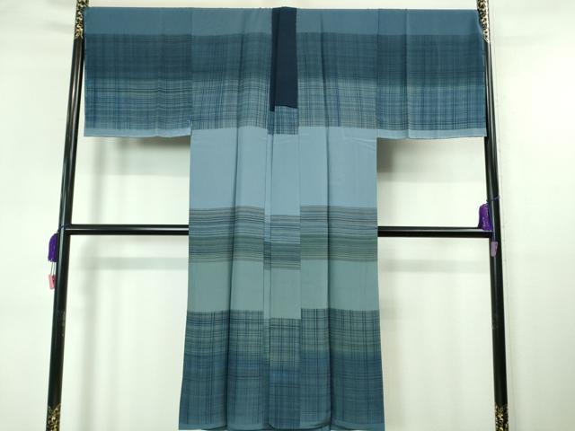 平和屋着物■極上　男性 結城紬 アンサンブル 長襦袢(袷)3点セット　キングサイズ　100亀甲　総詰め　濃藍色地　逸品　未使用　DZAA7069kh5