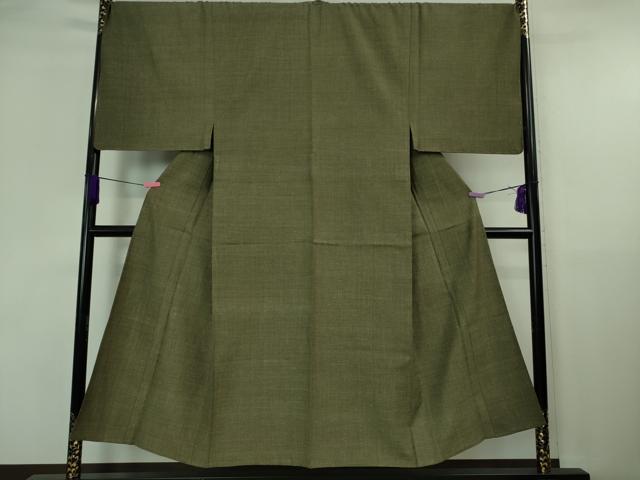 平和屋本店●極上　男性　本場結城紬 重要無形文化財 単衣 長襦袢セット　キングサイズ　藍媚茶色地　証紙付き　逸品　未使用　DZAA7070kh5