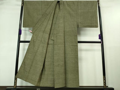 平和屋本店●極上　男性　本場結城紬 重要無形文化財 単衣 長襦袢セット　キングサイズ　藍媚茶色地　証紙付き　逸品　未使用　DZAA7070kh5