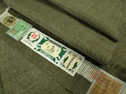 平和屋本店●極上　男性　本場結城紬 重要無形文化財 単衣 長襦袢セット　キングサイズ　藍媚茶色地　証紙付き　逸品　未使用　DZAA7070kh5