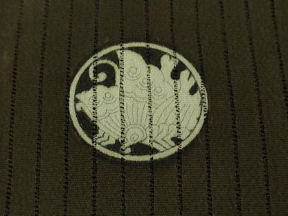 平和屋本店■希少　夏物　アンティーク　大正ロマン　振袖　縦絽　相良刺繍　飛鶴松竹梅　黒地　逸品　DZAA7073kh5