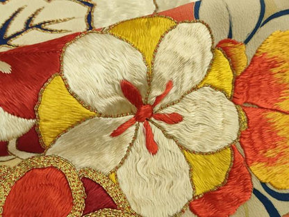 平和屋本店■極上　アンティーク　大正ロマン　振袖　駒刺繍　花薬玉　黒地　金糸　逸品　DZAA7076kh5