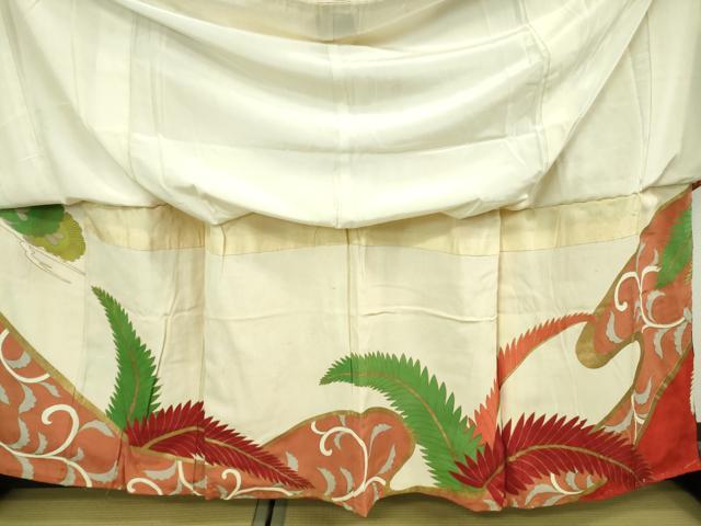 平和屋本店■極上　アンティーク　大正ロマン　振袖　刺繍　松　羊歯　金糸　逸品　DZAA7085kh5