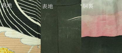 平和屋本店■希少　アンティーク　大正ロマン　お引きずり・お引き摺り・引き振袖　絽袷　貝合わせ　黒地　銀彩　逸品　DZAA7090kh5