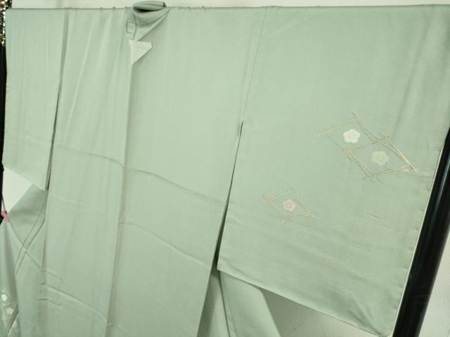 平和屋本店■極上　山口美術織物　皇室　伊勢神宮御用　西陣織　訪問着　ロング丈　刺繍　梅菱松葉　白緑色地　金糸　逸品　DZAA7098kh5