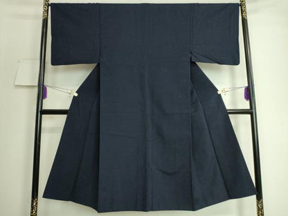 平和屋着物●極上　男性　紬　アンサンブル　色無地　濃紺地　逸品　DZAA7105kh5