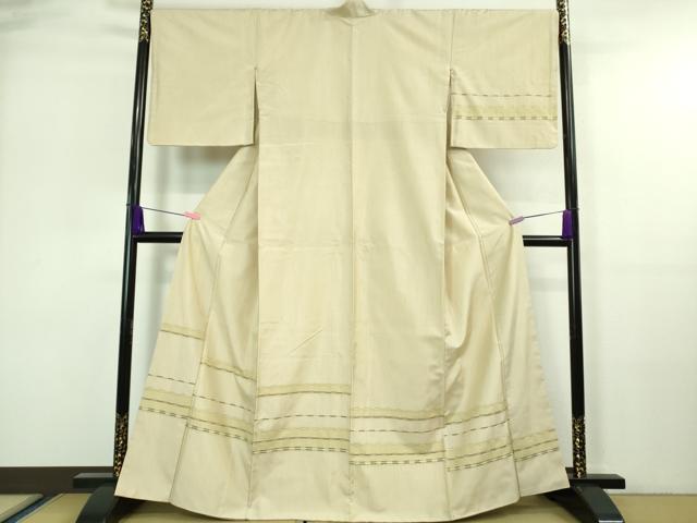 平和屋着物●極上 訪問着 紬地 めがね織 亜麻色地 逸品 DZAA7117kh5
