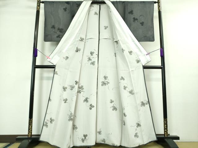 平和屋着物▽極上 小紋 無双 紗袷 紗×絽 五泉 手描き 南天蔦の葉 金彩 反端付き 逸品 未使用 DZAA7128kh5