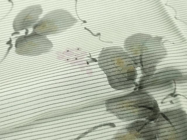 平和屋着物▽極上 小紋 無双 紗袷 紗×絽 五泉 手描き 南天蔦の葉 金彩 反端付き 逸品 未使用 DZAA7128kh5