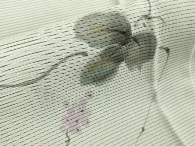 平和屋着物▽極上 小紋 無双 紗袷 紗×絽 五泉 手描き 南天蔦の葉 金彩 反端付き 逸品 未使用 DZAA7128kh5