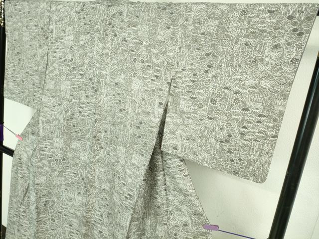 平和屋着物●極上　小紋　お召地　草花風景　逸品　DZAA7135kh5