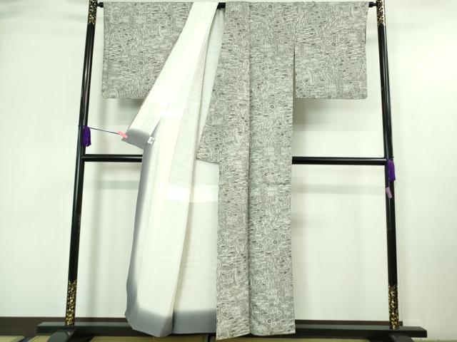 平和屋着物●極上　小紋　お召地　草花風景　逸品　DZAA7135kh5