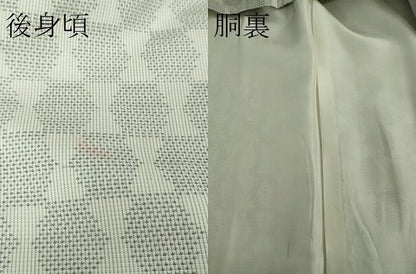 平和屋着物●極上　本場大島紬　白大島　幾何学文様　逸品　DZAA7136kh5