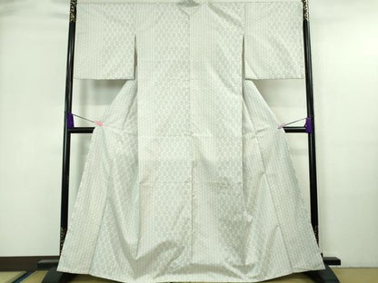 平和屋着物●極上　本場大島紬　白大島　幾何学文様　逸品　DZAA7136kh5