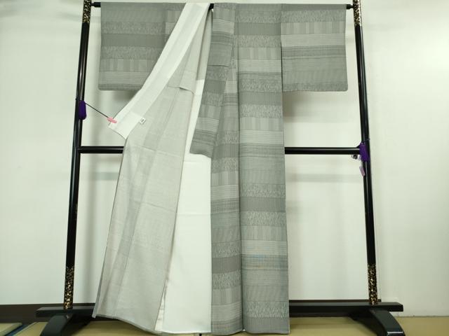 平和屋着物＊極上 夏物 江戸小紋 絽 横段文 黒×白 逸品 DZAA7147kh5