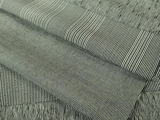 平和屋着物＊極上 夏物 江戸小紋 絽 横段文 黒×白 逸品 DZAA7147kh5