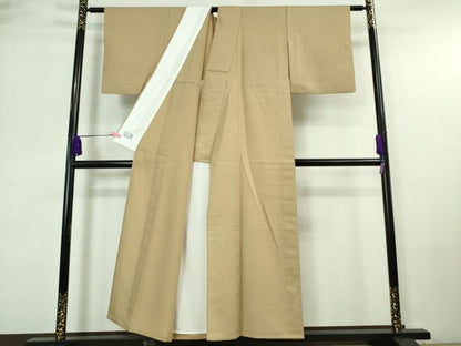 平和屋着物■極上　洗える最高級着物　＜英＞はなぶさ謹製　色無地　単衣　菊地紋　枯色　逸品　DZAA7148kh5
