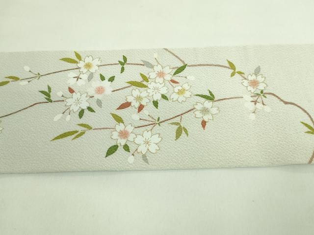 平和屋本店■極上　銀座もとじ　九寸名古屋帯　桜　霞色地　金彩　鬼しぼ縮緬　たとう紙付き　逸品　DZAA7156kh5