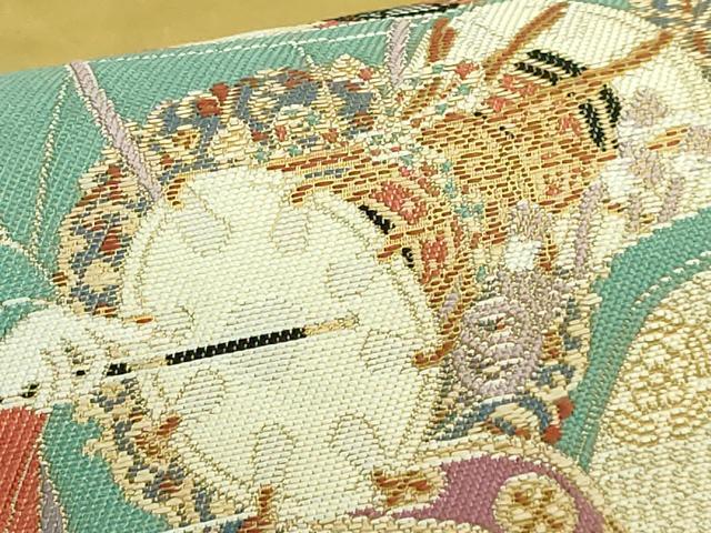 平和屋着物●極上 西陣 長嶋成織物 ながしま帯 加賀友禅の巨匠 初代 由水十久 太鼓柄袋帯 一鼓 瀞金錦 本金箔 証紙付き 逸品 DZAA7180kh5
