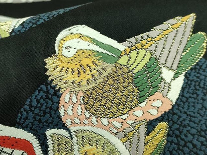 平和屋着物●極上　西陣織　天平初年創始の京の老舗　洛陽織物　六通柄袋帯　唐織　鴛鴦　黒地　金糸　証紙付き　逸品　未使用 DZAA7212kh6