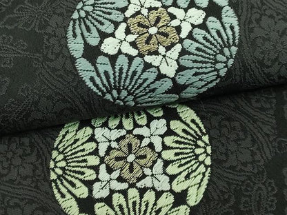 平和屋着物■極上　九寸名古屋帯　唐織　正倉院花丸文　黒地　金糸　逸品　DZAA7218kh5