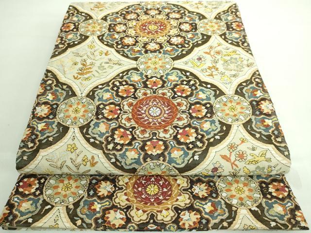平和屋本店■最高級　明綴れ　全通柄袋帯　正倉院花鳥文　金銀糸　逸品　DZAA7236kh5