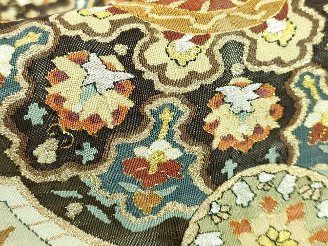 平和屋本店■最高級　明綴れ　全通柄袋帯　正倉院花鳥文　金銀糸　逸品　DZAA7236kh5