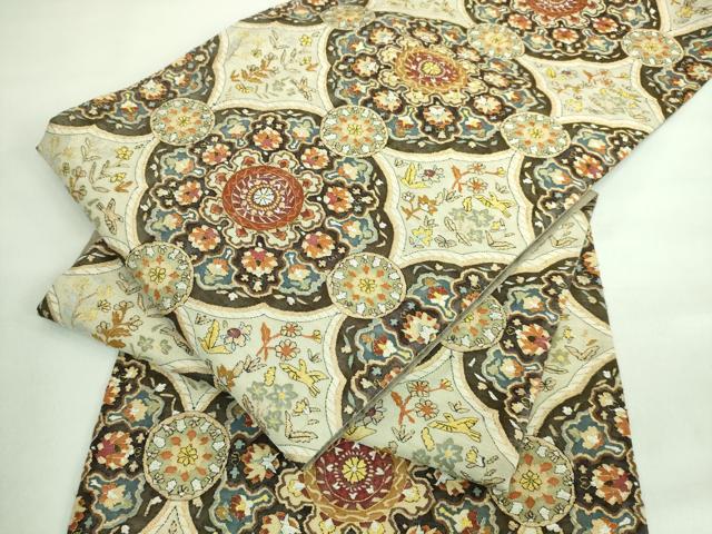 平和屋本店■最高級　明綴れ　全通柄袋帯　正倉院花鳥文　金銀糸　逸品　DZAA7236kh5